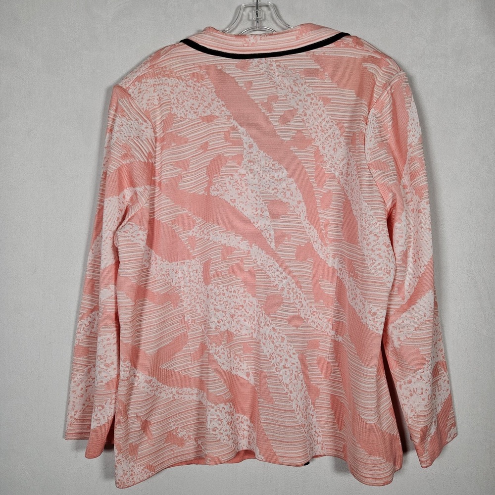 Ming Wang Knit Blazer Womens 2X Pink White Abstract Single Button Career Modern - Picture 4 of 15